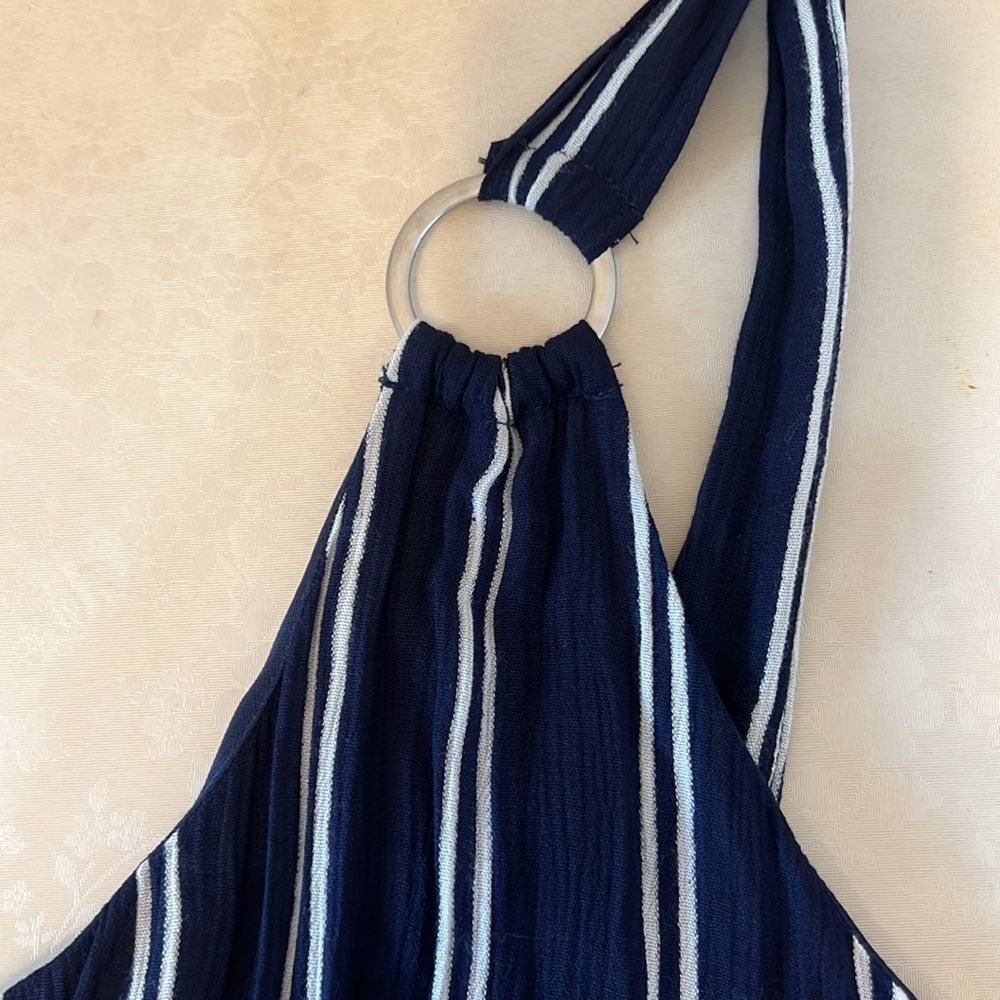 Shoreline.  Jumpsuit. Blue/White Stripe.  Size L. - Picture 3 of 11